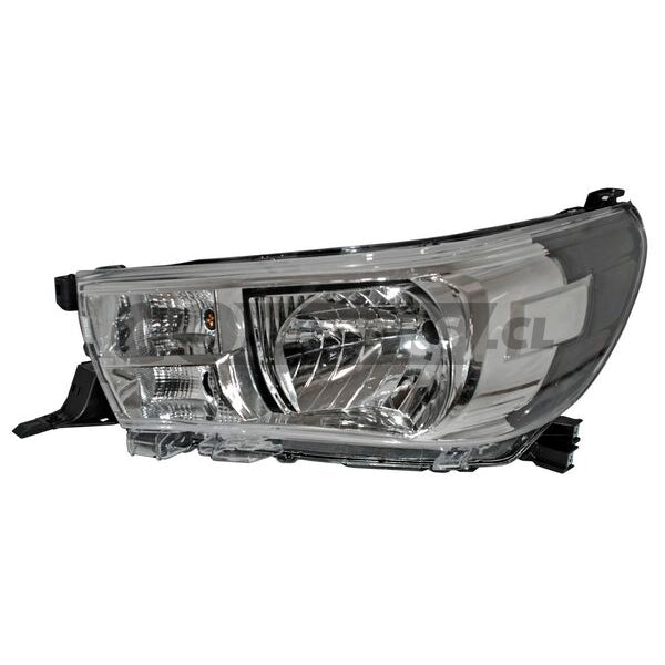 Óptico Izquierdo Toyota Hilux frontal con lente transparente y diseño moderno para reemplazo automotriz